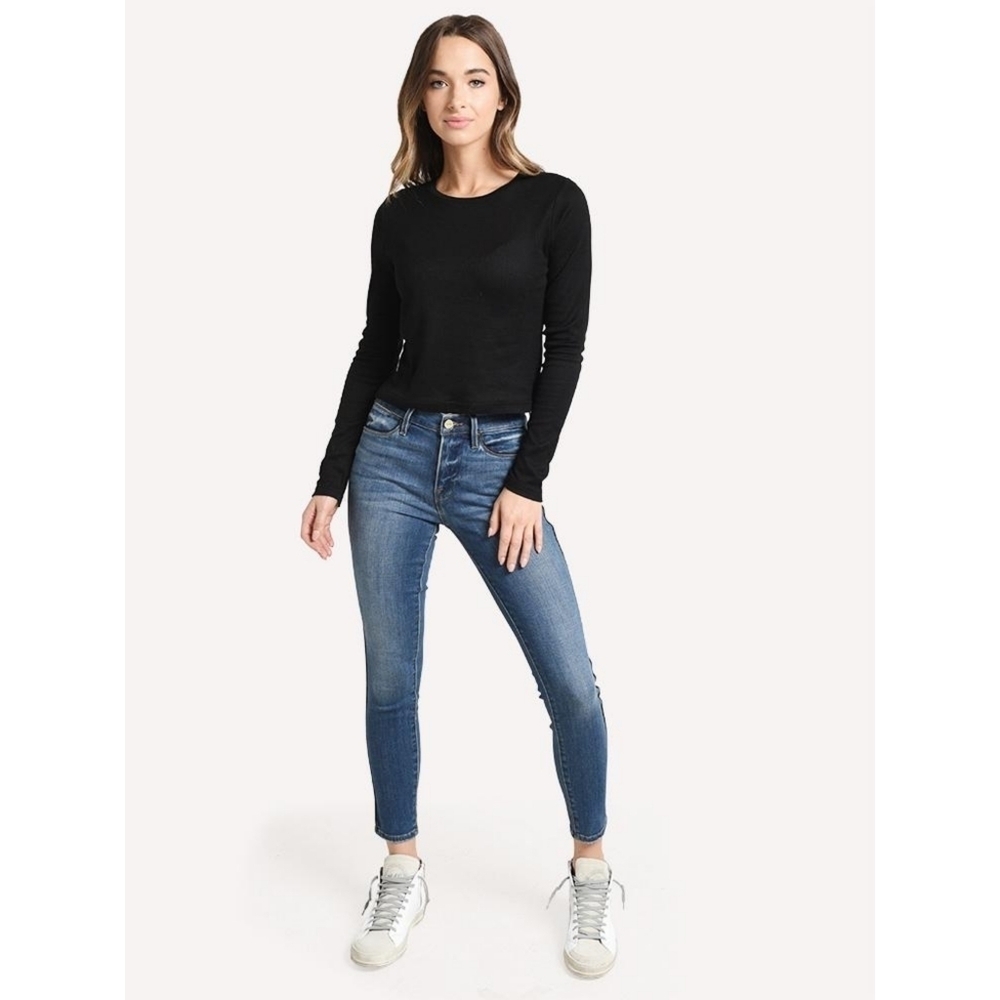 FRAME // le high skinny crop tux side piping super soft stretch denim jeans - Picture 5 of 15
